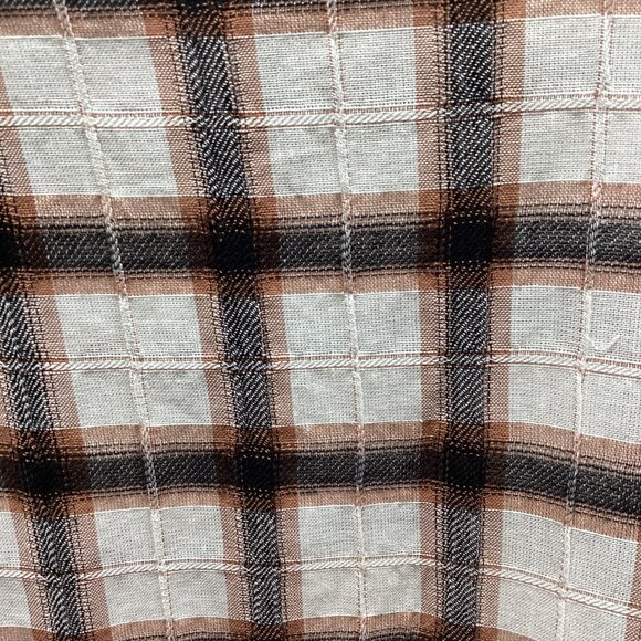 POL MEDIUM BROWN PLAID BUTTON DOWN SHIRT 100% COTTON LIGHTWEIGHT NIP - Picture 4 of 9